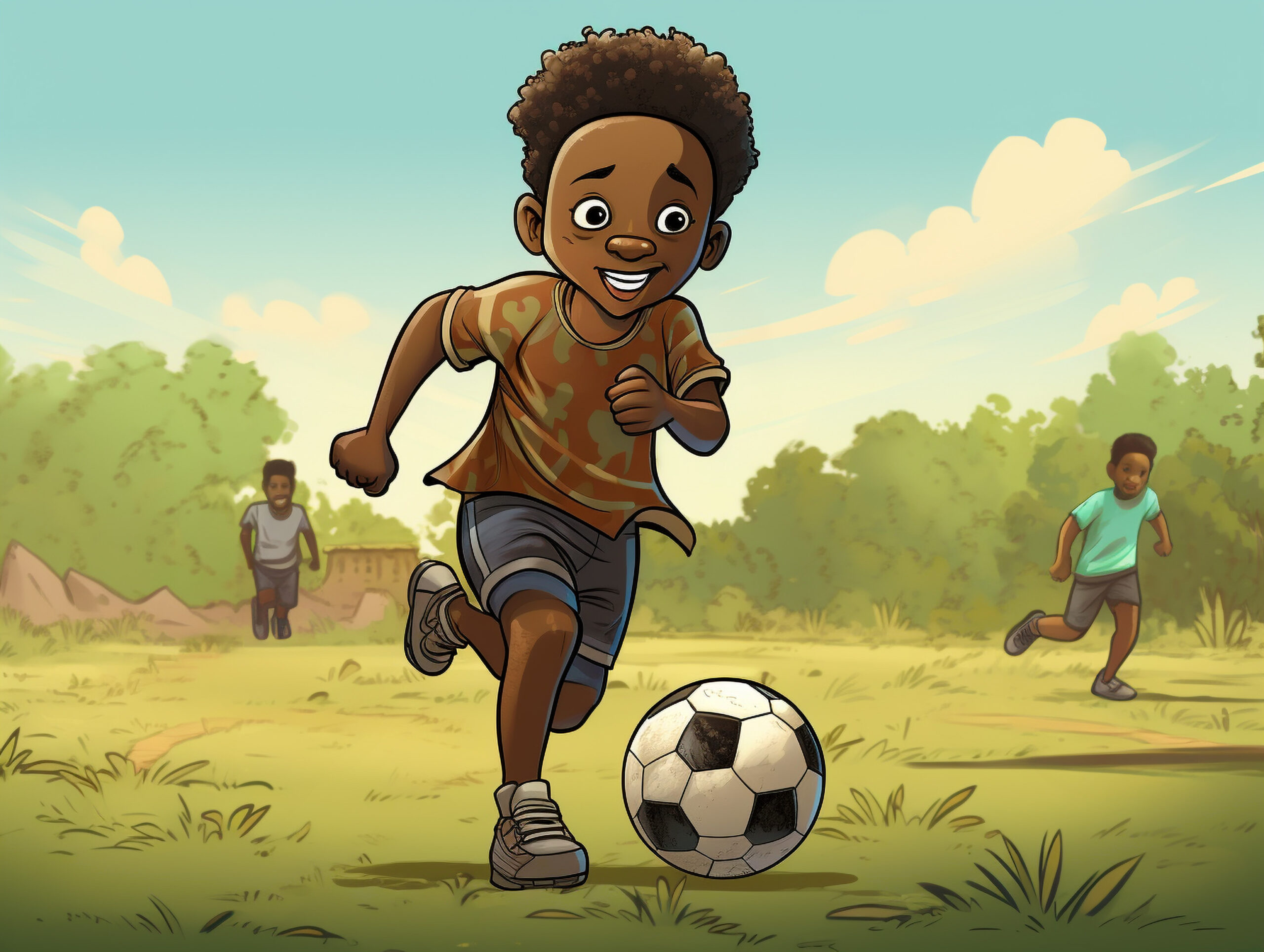 Enfants jouant au football